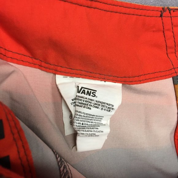 Vans Mens Swim Shorts size 28 The Era Stretch Red Blue Stripe‎ Lace Up Cargo - Picture 4 of 14